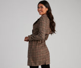 Uptown Plaid Trench Coat